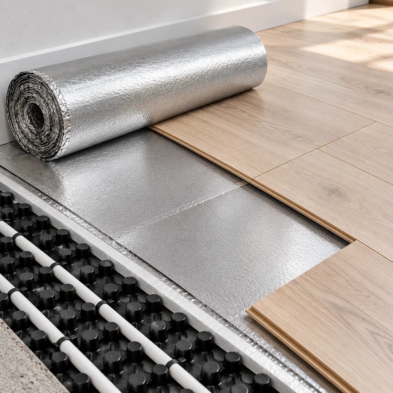 Folie parchet PEE neagră cu aluminiu 5 mm, rolă 15 m²