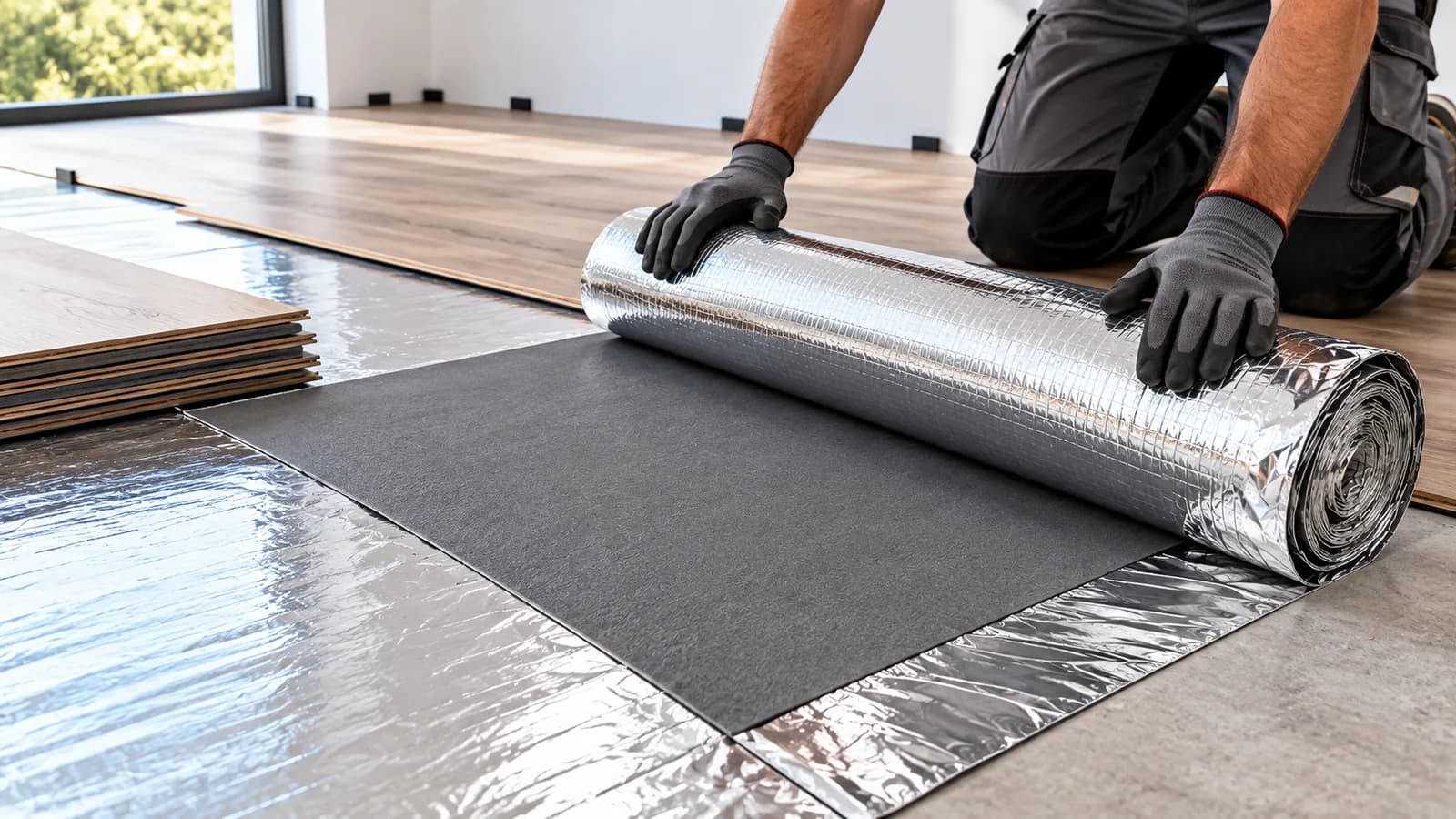 Folie parchet PEE neagră cu aluminiu 5 mm, rolă 15 m²