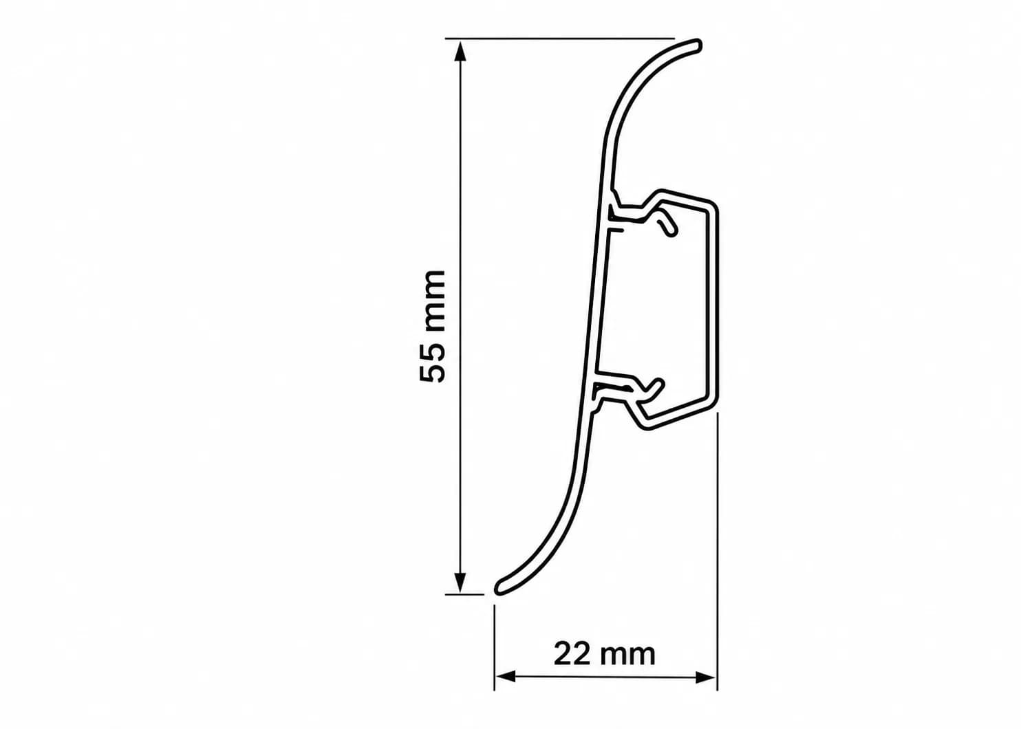 Plintă PVC 865 Northern Ash, 55 mm, 2,5 m – imagine 2