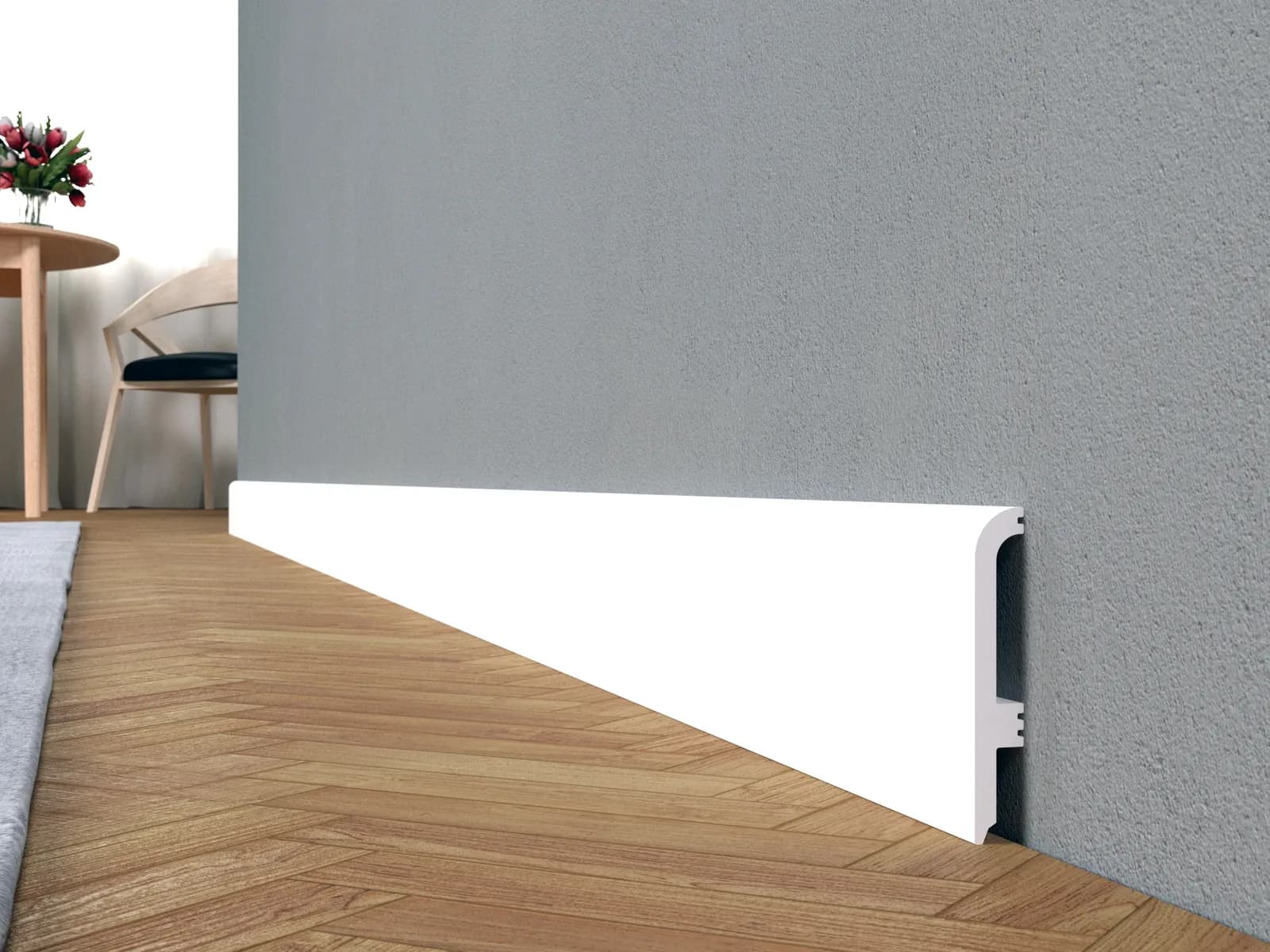 Plintă polimer Safir PPSF80 albă, 80 mm, 2,2 m
