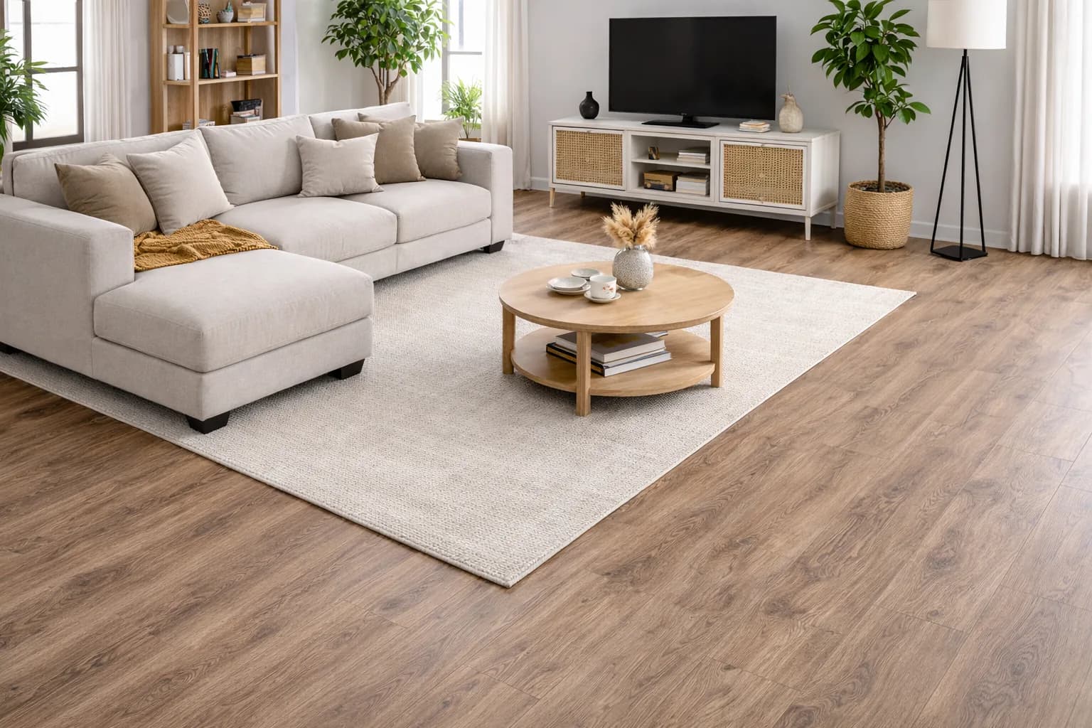 Parchet SPC VERNO Stejar Gri Maro 5MM montat în living