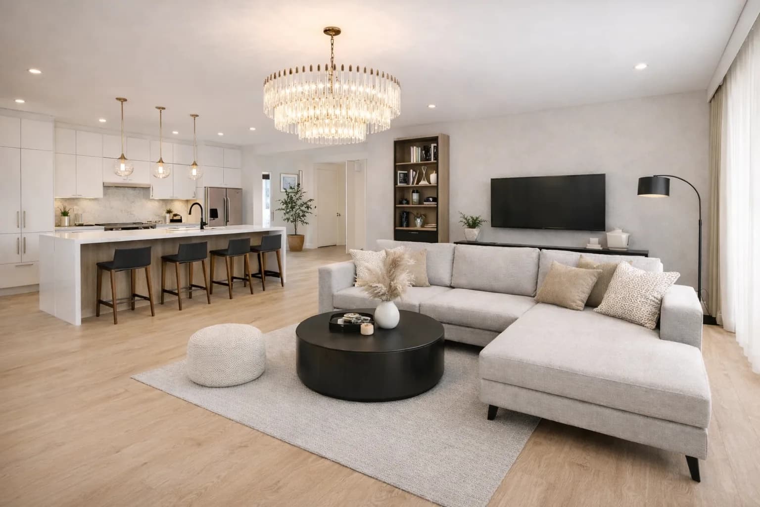 Parchet SPC VERNO Stejar Grej 5MM montat în living