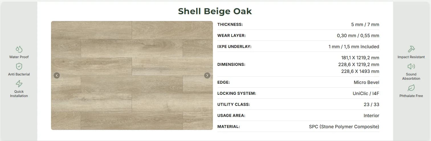 Parchet SPC Stejar Bej 7MM – decor