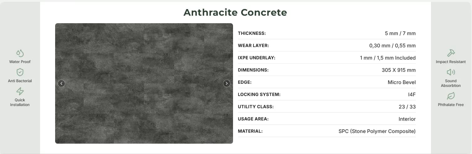 Parchet SPC Beton Antracit 5MM – decor
