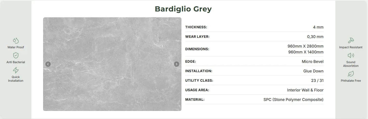 Panou SPC Marmura Bardiglio Gri 4MM – decor