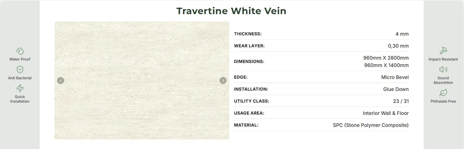 Panou SPC Travertin Bej Deschis 4MM – decor