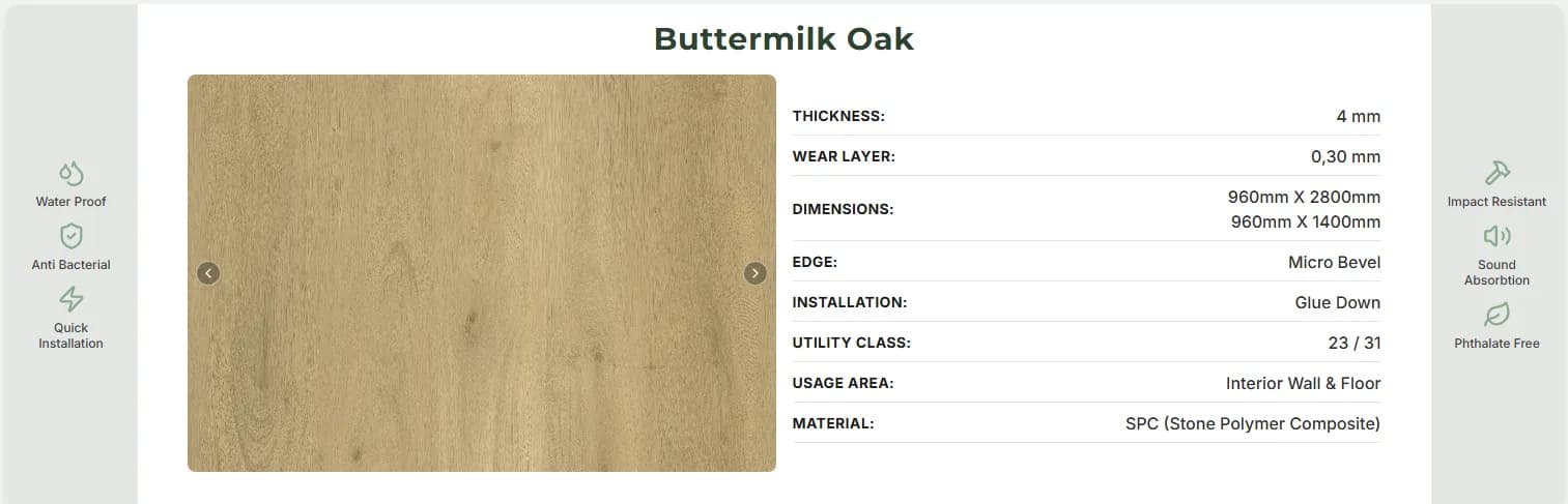 Panou SPC Stejar Buttermilk 4MM – decor