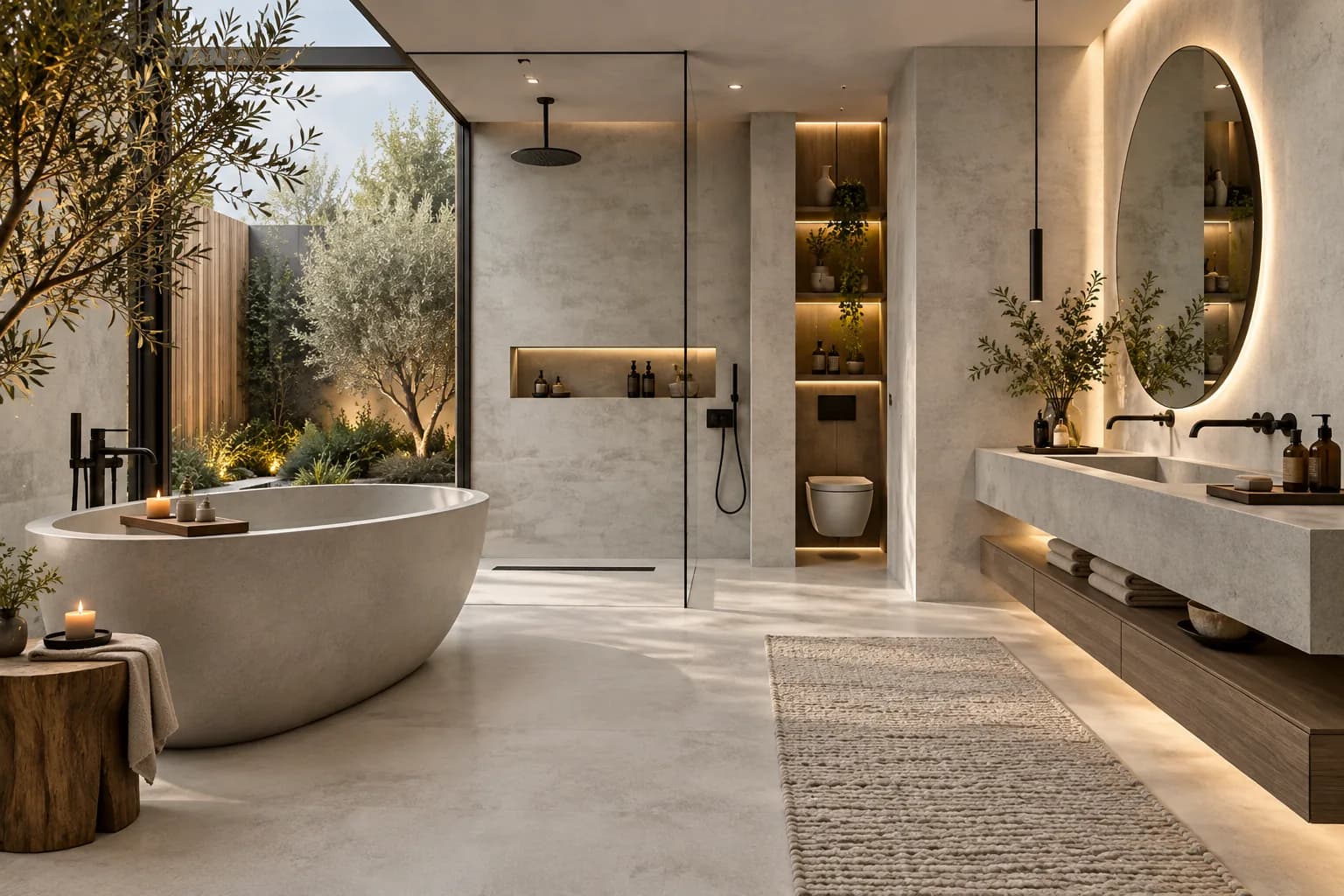 Panou SPC Beton Gri Deschis 4MM montat în baie