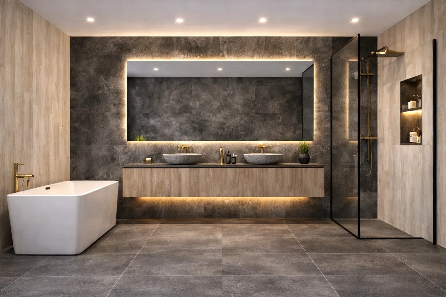 Panou SPC Beton Antracit 4MM montat în interior