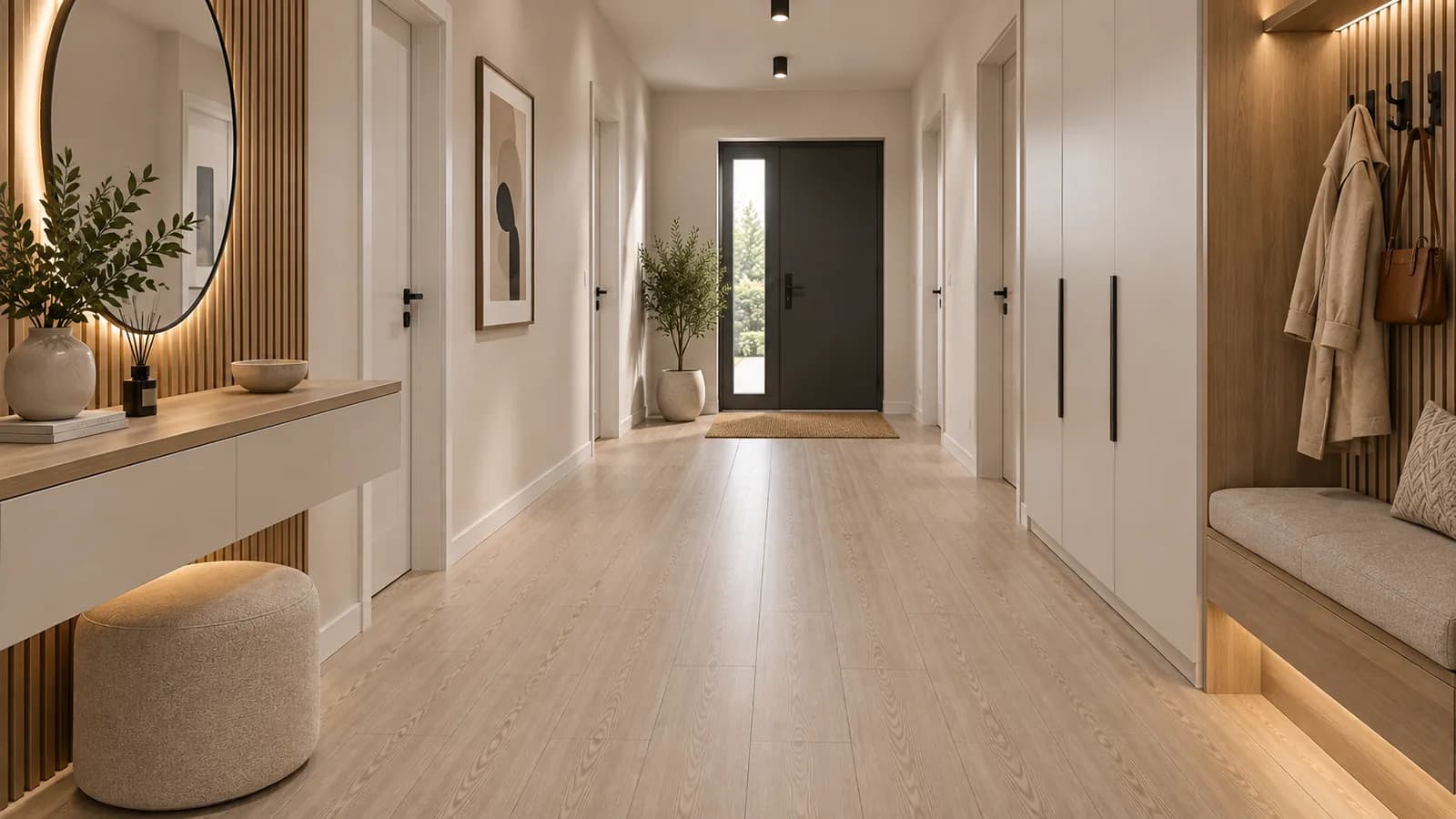 Parchet Laminat Stejar Gri 8MM montat în hol