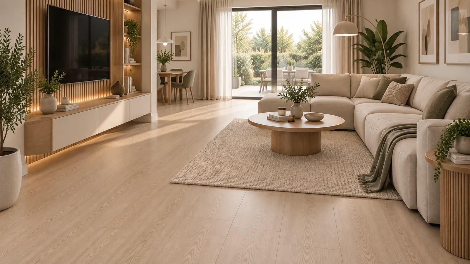 Parchet Laminat Stejar Grej 8MM montat în living