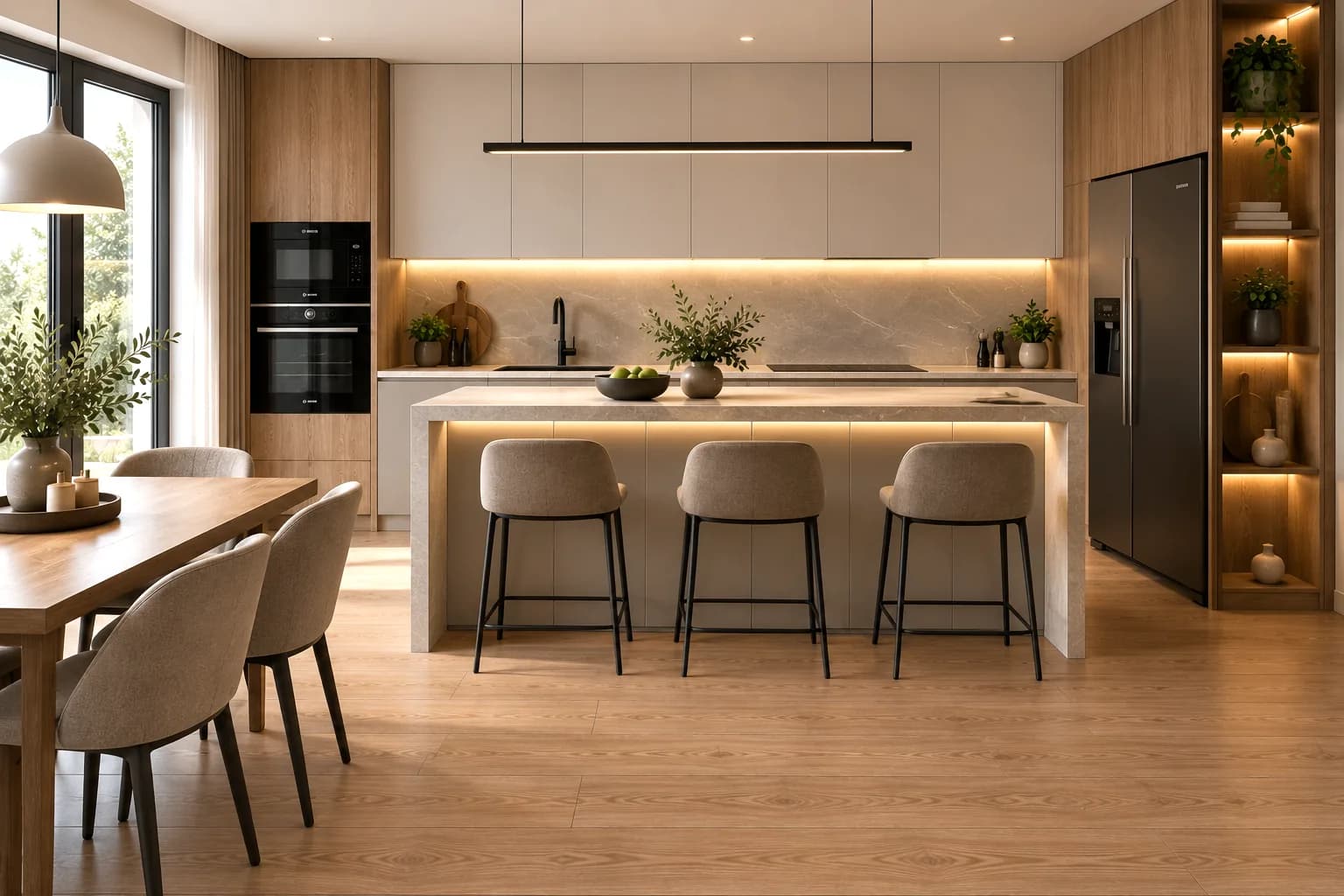 Parchet Laminat Stejar Kentucky 8MM montat în bucătărie