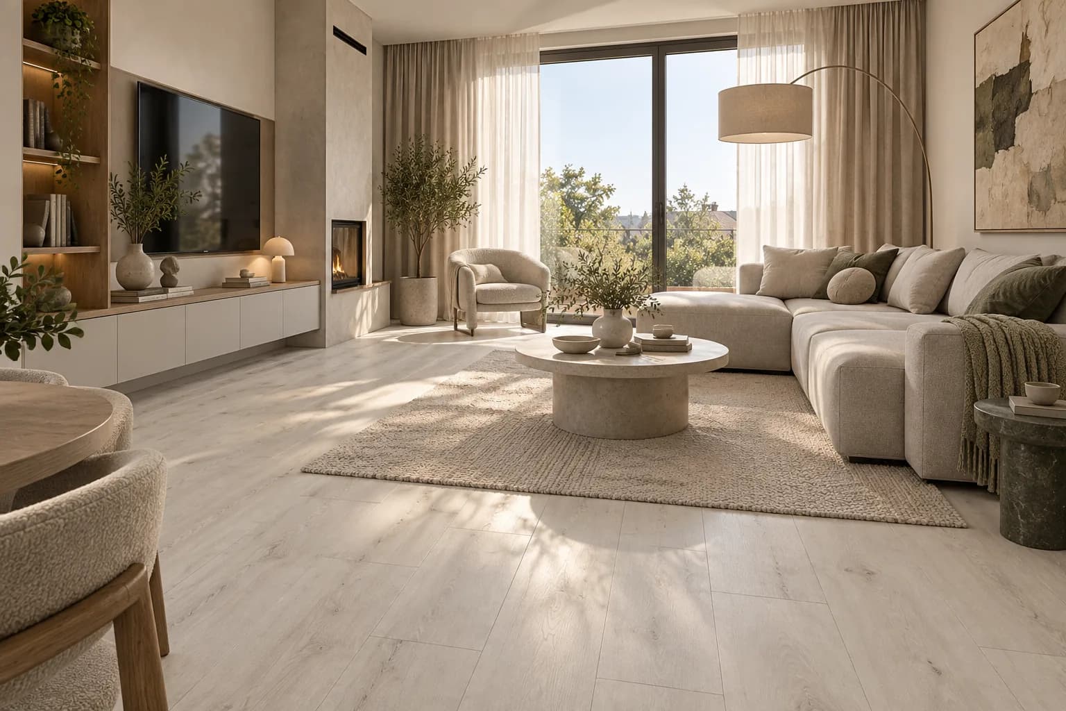 Parchet Laminat Stejar Gri 12MM montat în living