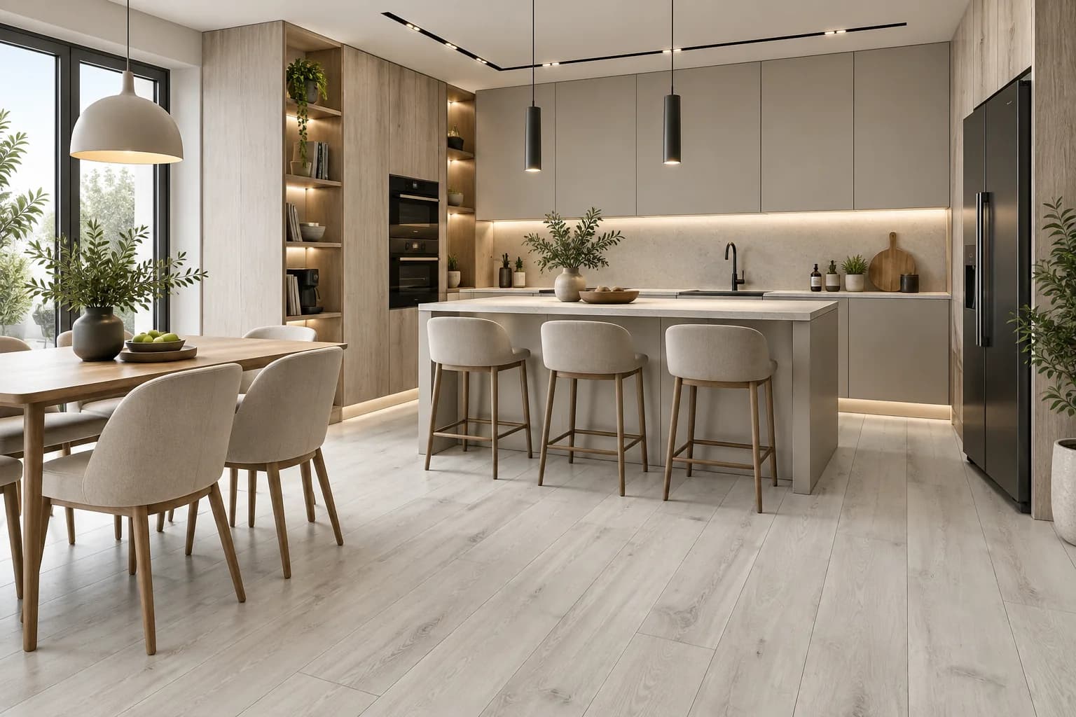 Parchet Laminat Stejar Gri 12MM montat în bucătărie
