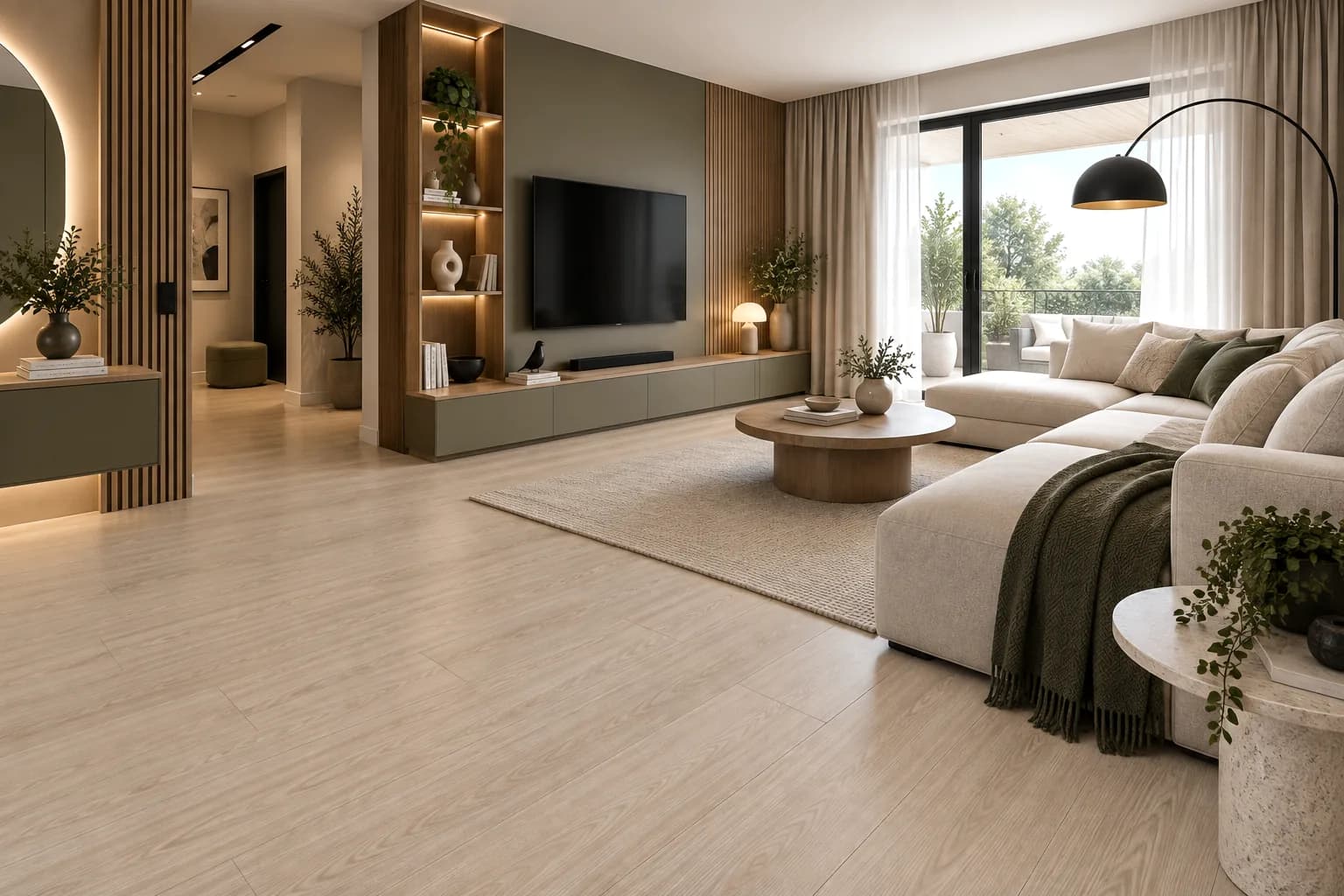Parchet Laminat Stejar Silver Moon 12MM montat în living