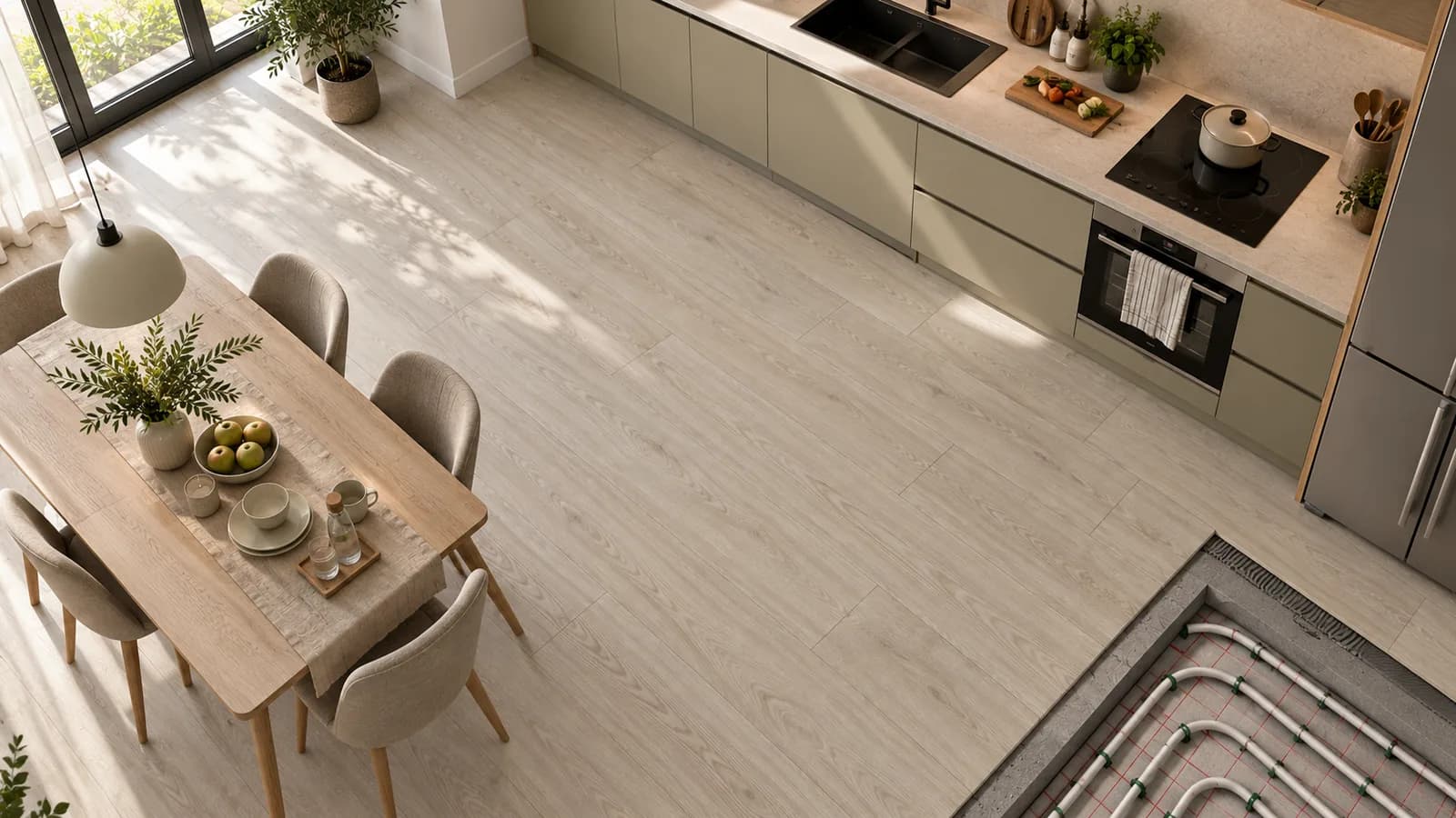Parchet Laminat Stejar Bej 12MM – secțiune