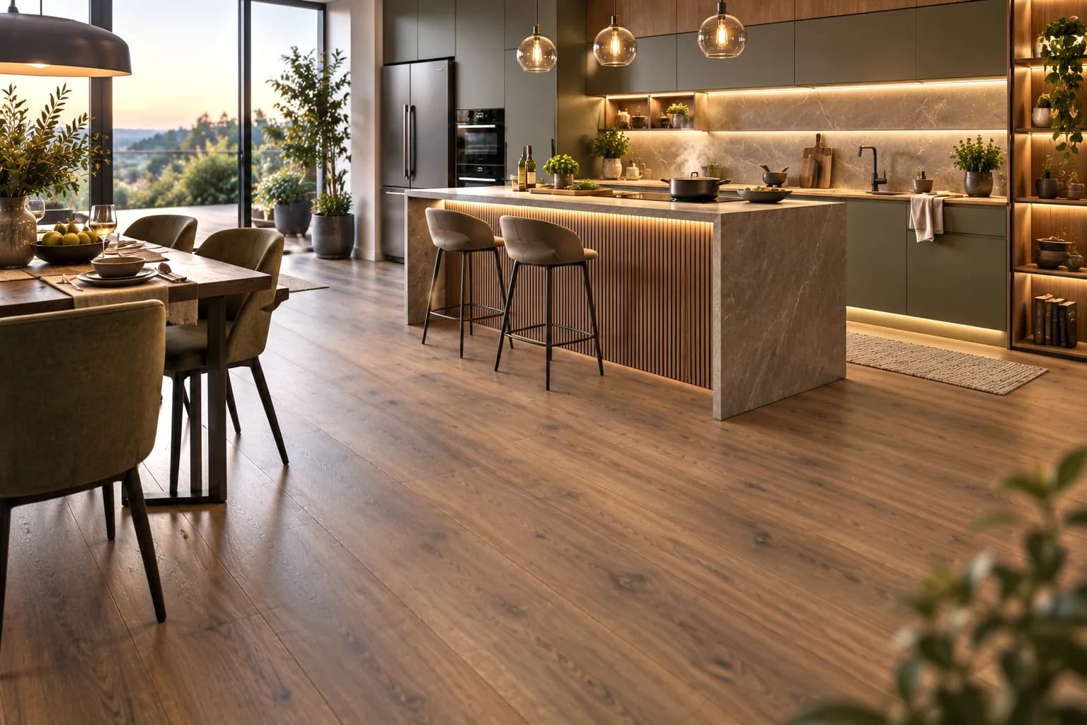 Parchet Laminat Brooklyn Brown 12MM montat în bucătărie