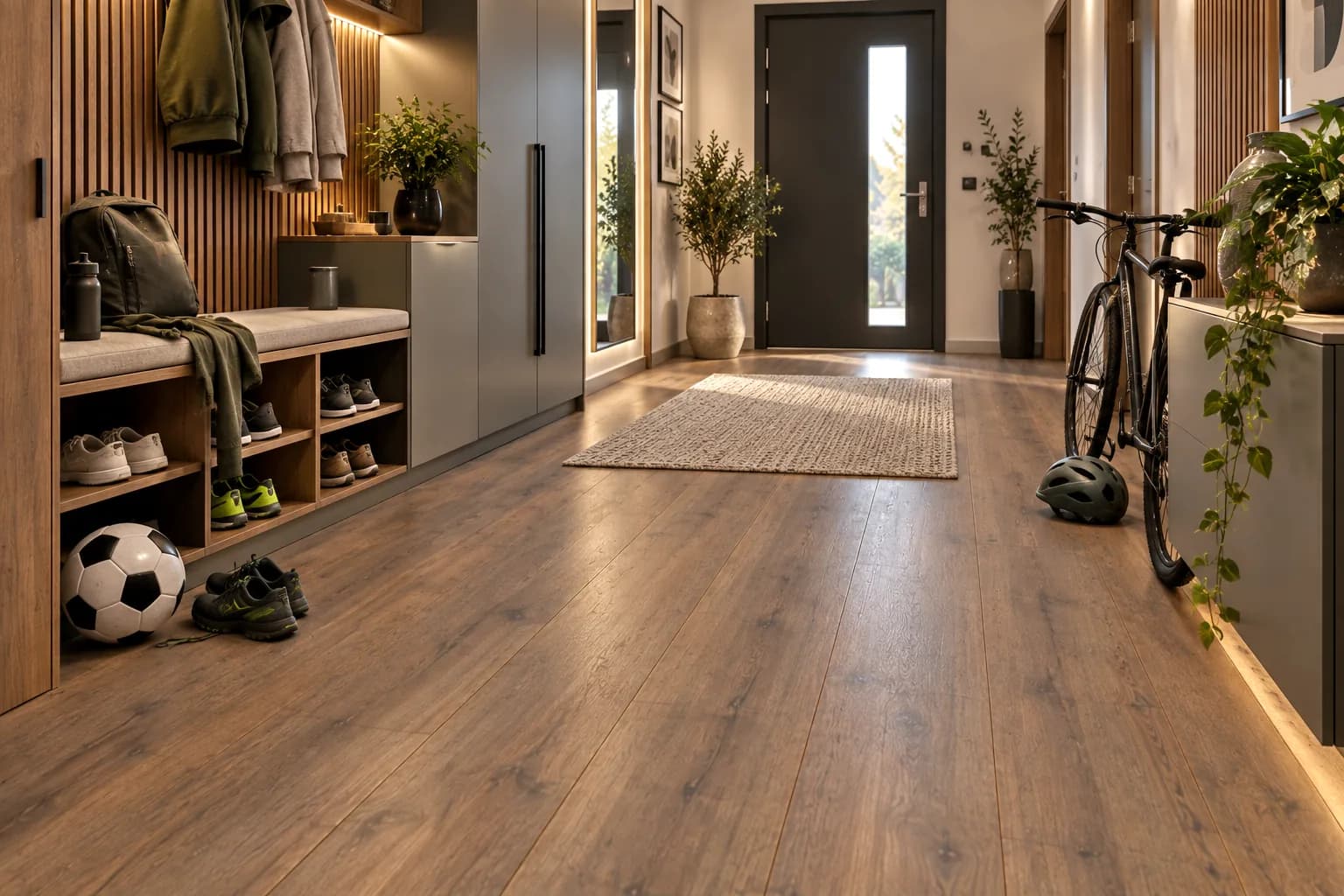 Parchet Laminat Brooklyn Brown 12MM montat în hol