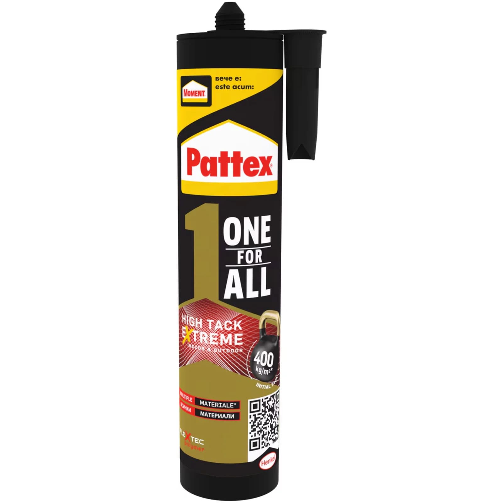 Adeziv pentru suprafețe multiple, Pattex One For All High Tack Extreme, interior - exterior, culoare albă, 440 g