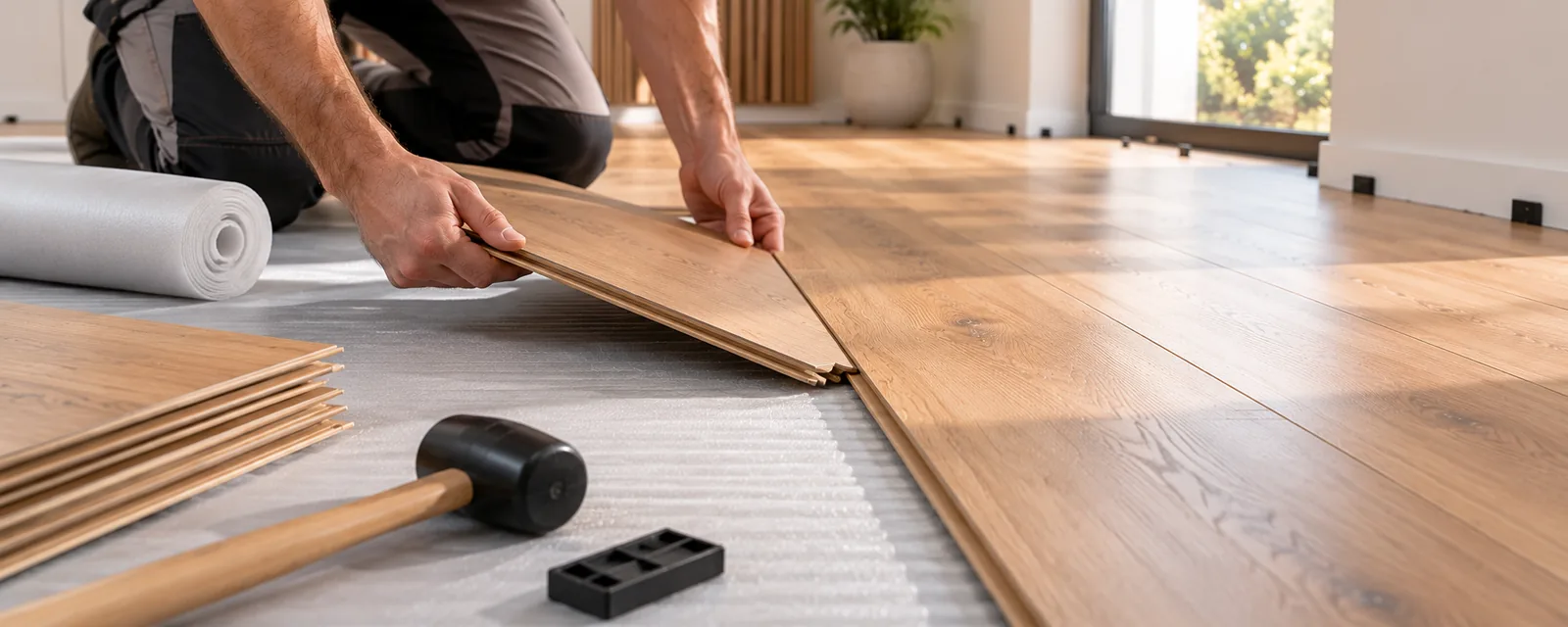 Parchet laminat montat în living